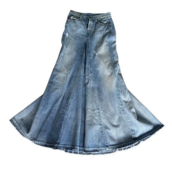 Vintage y2k 7 for all Mankind Blue Distressed Denim Jeans western Maxi Skirt 27 - Picture 11 of 11